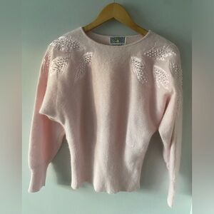 Vintage Angora Sweater with Pearls
